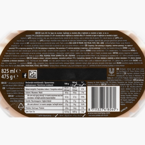 Înghețată Triple Chocolate cu trei tipuri de ciocolată 0.82l
