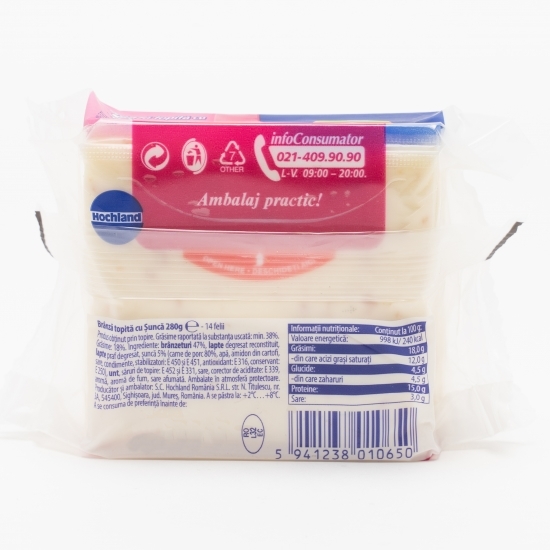 Brânză topită felii cu șuncă 280g (pachet mare)