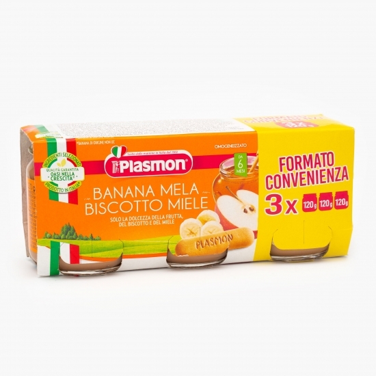 Desert cu banane, mere, biscuit și miere +6 luni, 3x 120g