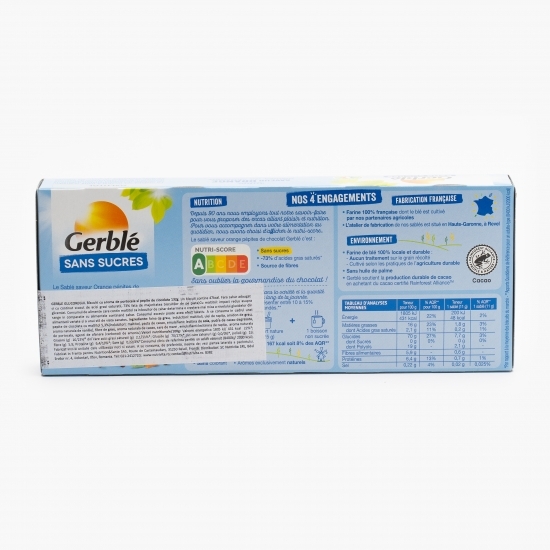 Biscuiți cu aromă de portocale și pepite de ciocolată, fără zahăr adăugat 132g