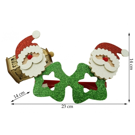 Ochelari petrecere de Crăciun, tip stea cu Moș Crăciun, verzi