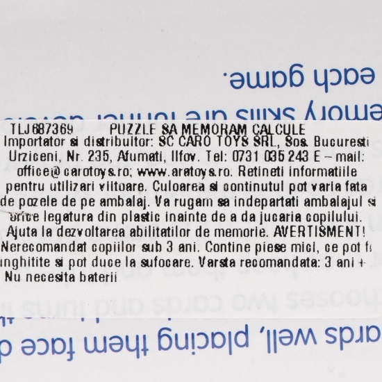 Puzzle-Să memorăm calcule matematice 3+ ani