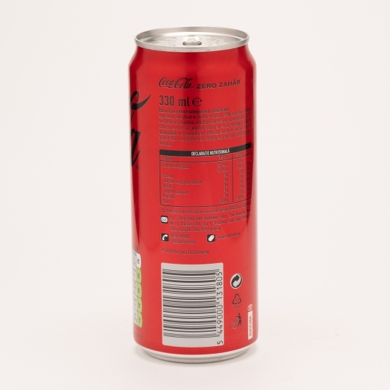 Băutură carbogazoasă cola zero zahăr doză 0.33l