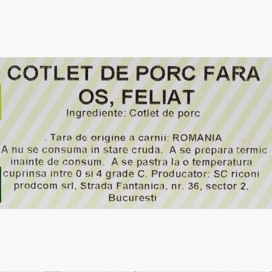 Cotlet de porc fără os, feliat 750g