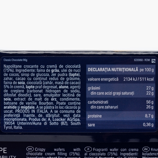 Napolitane clasice cu cremă de cacao 90g