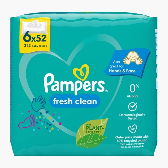Șervețele umede pentru bebeluși Fresh Clean 6 pachete x 52 buc