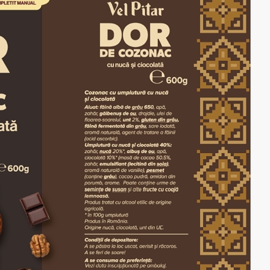 Cozonac cu nucă & ciocolată 600g