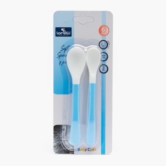 Set 2 lingurițe cu vârf moale,  6 luni+, albastru