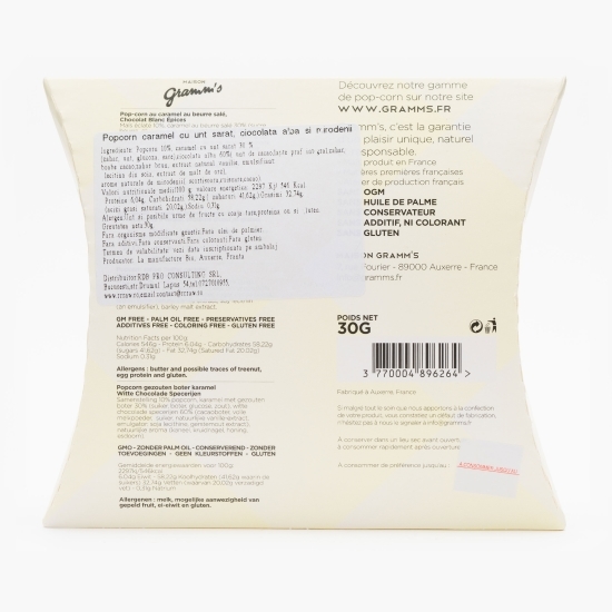 Popcorn caramel cu unt sărat, ciocolată albă și mirodenii 30g