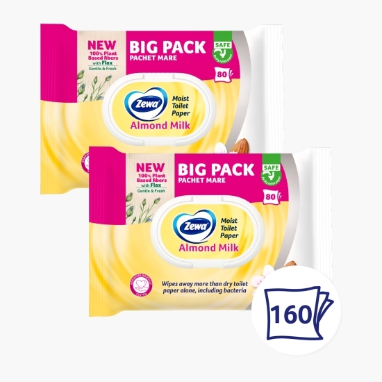 Hartie igienică umedă Almond, 2x80 buc