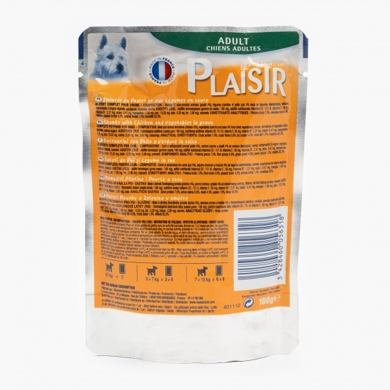 Hrană umedă pentru câini adult, 100g, pui și legume