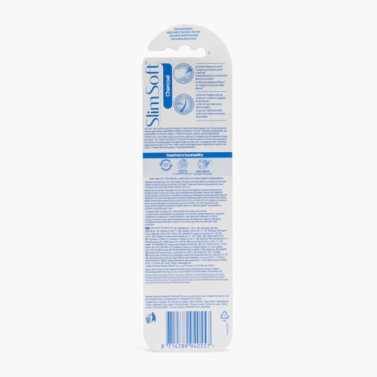 Pachet: 3x Periuță de dinți cu peri moi și vârfuri subțiri Slim Soft Charcoal