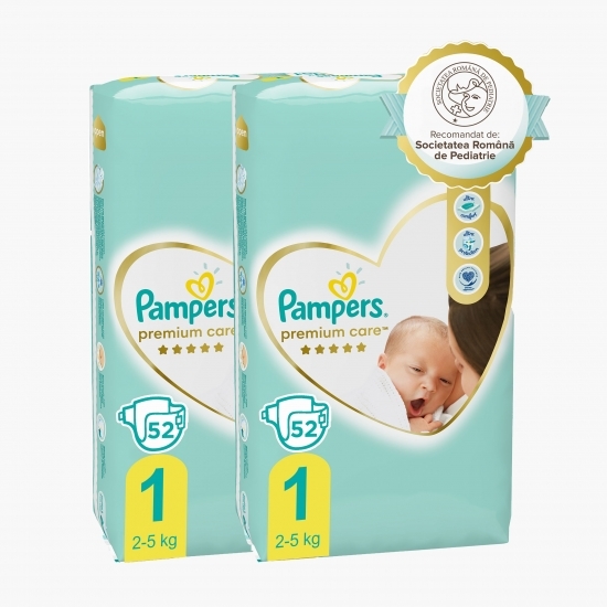 Scutece Premium Care Jumbo Pack nou-născut, mărimea 1, 2-5kg, 104 buc