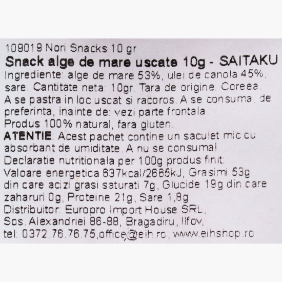 Snack alge de mare Nori 10g