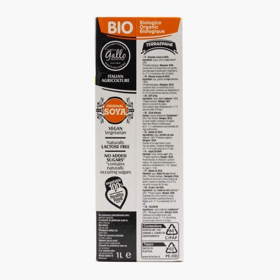 Băutură vegetală eco din soia integrală + calciu (fără zahăr), 1l