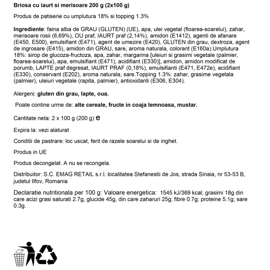 Brioșe cu iaurt și merișoare 2x100g