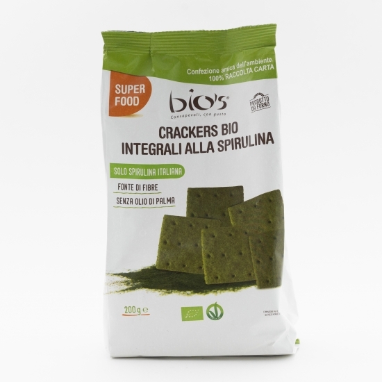 Crackers eco din grâu integral, sare de Cervia și spirulină 200g