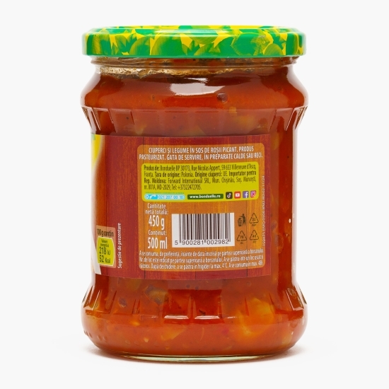 Ciuperci feliate și legume în sos de roșii picant 500ml