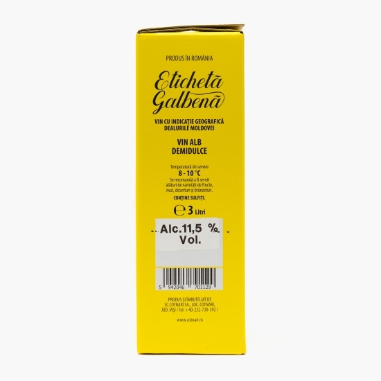 Vin alb demidulce Eticheta Galbenă, 11.5%, bag in box 3l