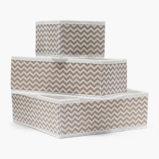Set 3 cutii depozitare din material textil, 14x14cm/28x14cm/28x28cm