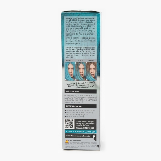 Mască (cremă) colorantă semipermanentă pentru păr T90 turcoaz GoCrazy 100ml