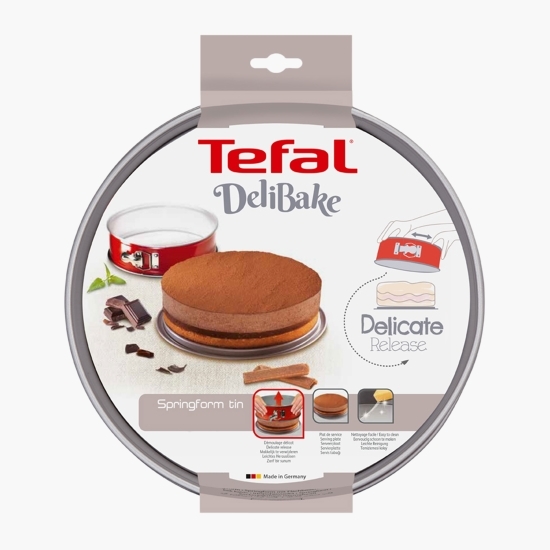 Tavă formă pentru copt Delibake Springform, 23cm, înveliș antiaderent, desprindere ușoară, roșu/argintiu