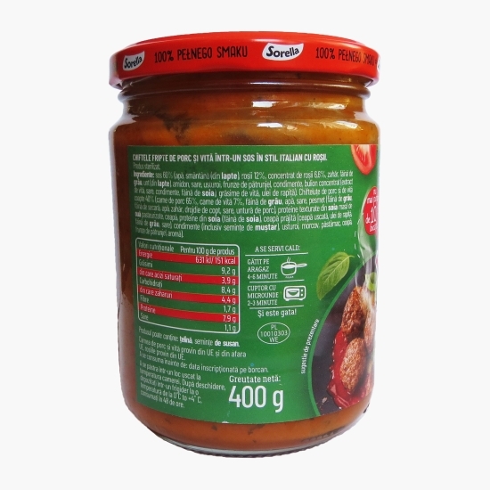 Chifteluțe de porc și vită coapte în sos italian 400g