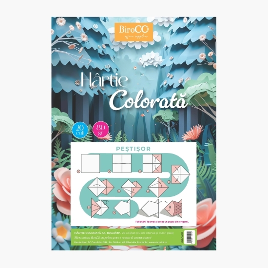 Hârtie colorată, A4, 80g/mp, 20 coli