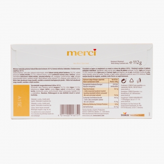 Tablete de ciocolată cu cremă de alune de pădure 112g, 4 buc