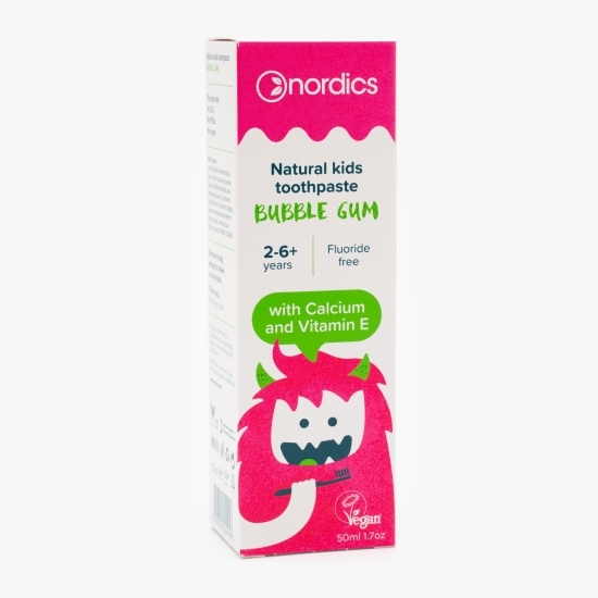 Pastă de dinți naturală pentru copii, fără fluor Bubble gum, 2-6 ani, 50ml