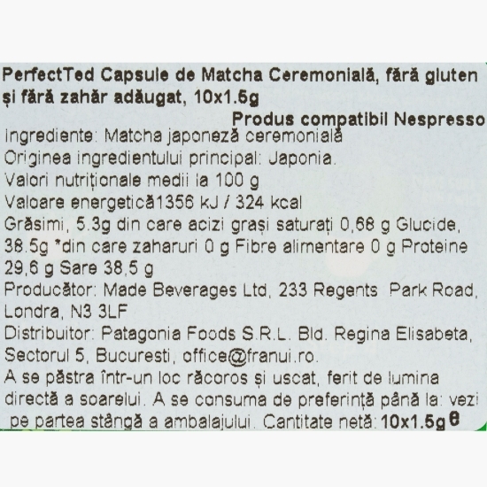 Capsule de matcha ceremonială pentru Nespresso, 10 băuturi