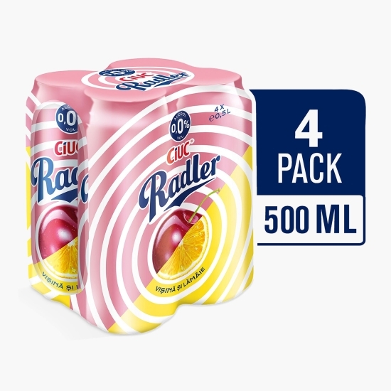 Bere cu gust de vișine și lămâie cu 0% alc. doză 4x500ml