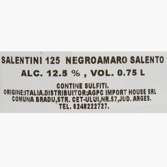 Vin roșu sec 125 Negroamaro Salento IGP, 12.5%, 750ml