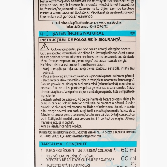 Vopsea de păr permanentă Color 4-0 șaten închis natural 142.5ml
