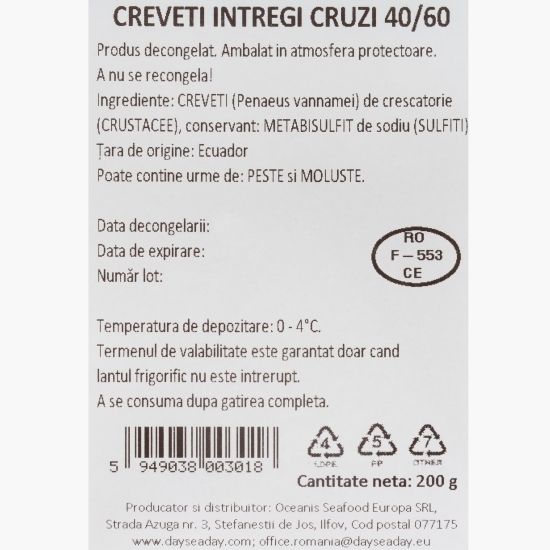 Creveți întregi cruzi 200g
