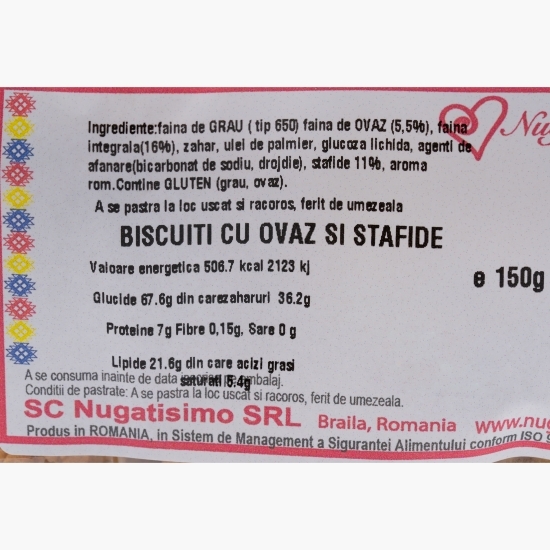 Biscuiți cu ovăz și stafide 150g