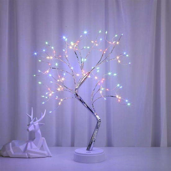Decorațiune luminoasă arbore cu baterii + USB, 108 LED-uri, multicolor