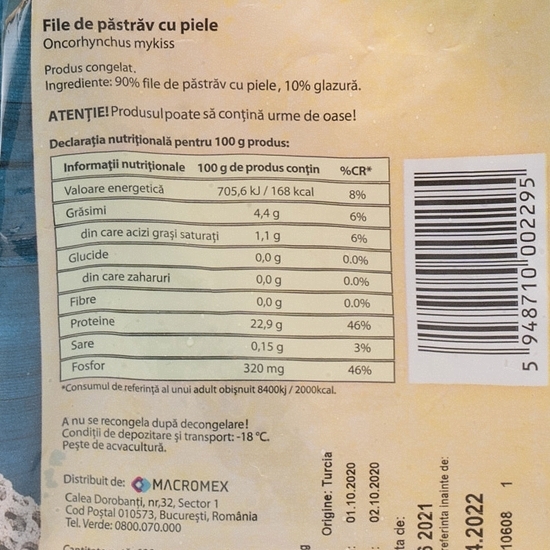 File de păstrăv cu piele 600g