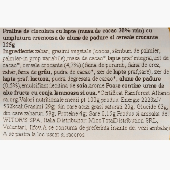 Praline de ciocolată cu umplutură de alune și cereale Golden 125g