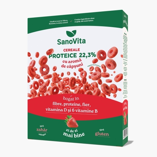 Cereale proteice cu căpșuni, fără zahăr adăugat 250g