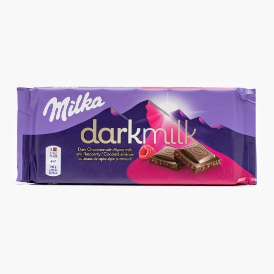 Ciocolată amăruie cu lapte și zmeură DarkMilk 85g