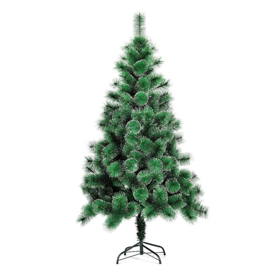 Brad artificial de Crăciun tip pin nins, pentru interior/exterior, înălțime 150 cm, verde, suport metalic
