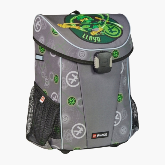 Ghiozdan pentru școală cu model Ninjago Elemental Master of Energy, 31 x 45.5 x 20 cm, gri