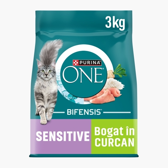 Hrană uscată completă pentru pisici adulte Sensitive, cu curcan și orez 3kg