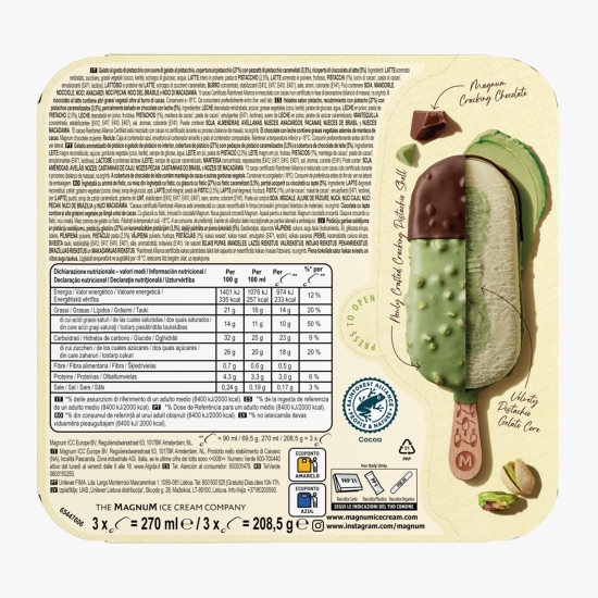 Înghețată mini cu fistic La Pistache, 3x90ml