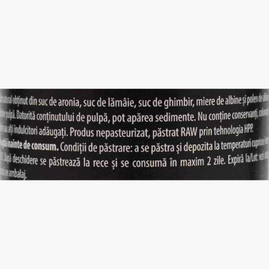 Shot de aronia, lămâie, ghimbir, miere și polen de albine Vitality, 100ml