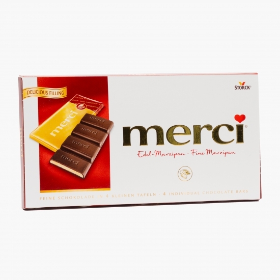 Tablete de ciocolată amăruie cu marțipan 112g, 4 buc