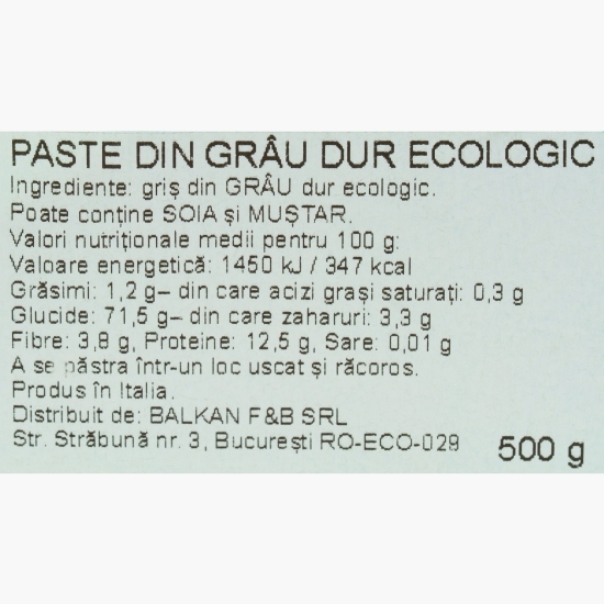 Paste Penne din grâu dur, eco 500g
