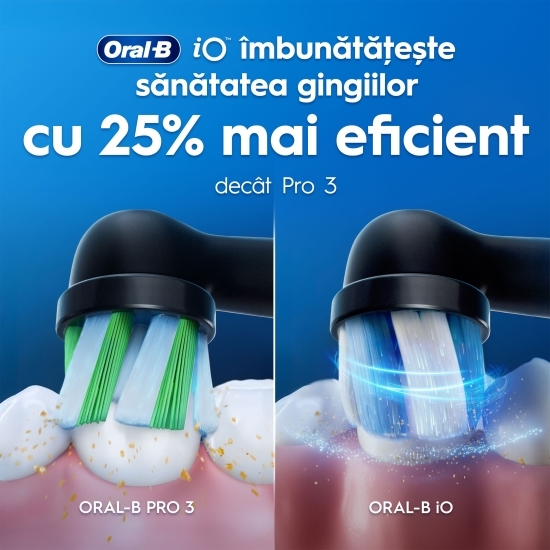 Periuță de dinți electrică iO 3, 1 capăt de periaj, baterie durabilă, trusă de călătorie, negru