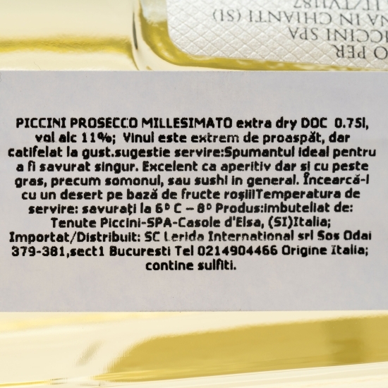 Vin spumant alb extra dry Prosecco, 11%, 0.75l
